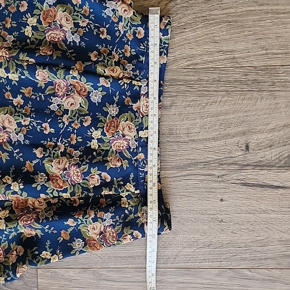 Vg Liz Claiborne LizSport Turquoise Floral Maxi Skirt sz 6 Rose Tiered 90s Fairy - Picture 8 of 13